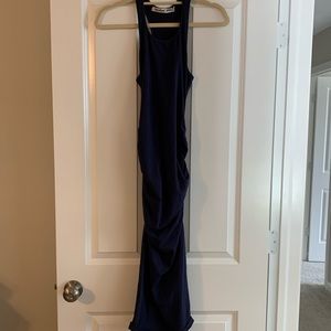 NWT Michael Stars navy racerback ruched midi dress